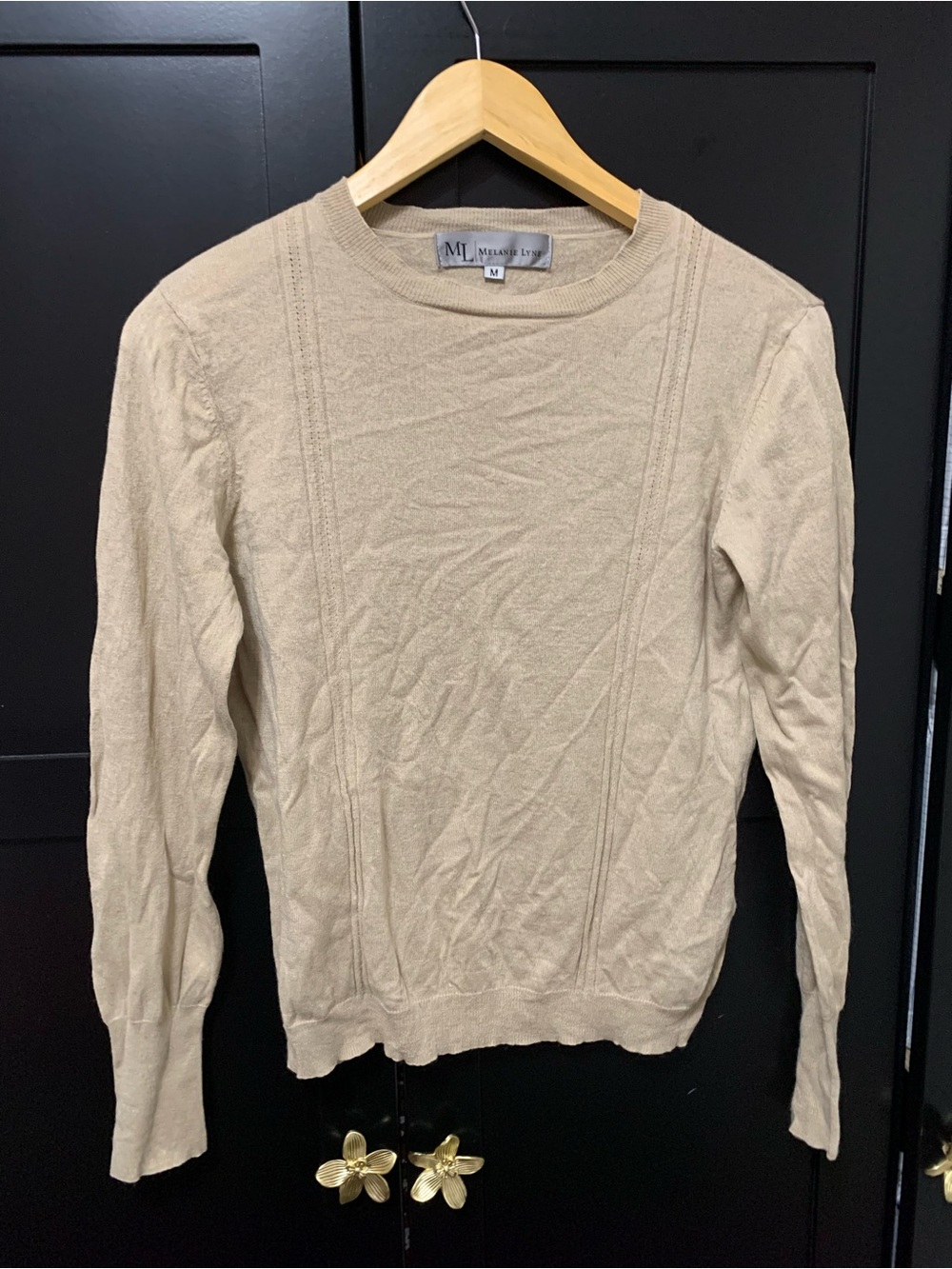 Melanie Lyne silk and cashmere Cream Crew Neck Sweater luxury